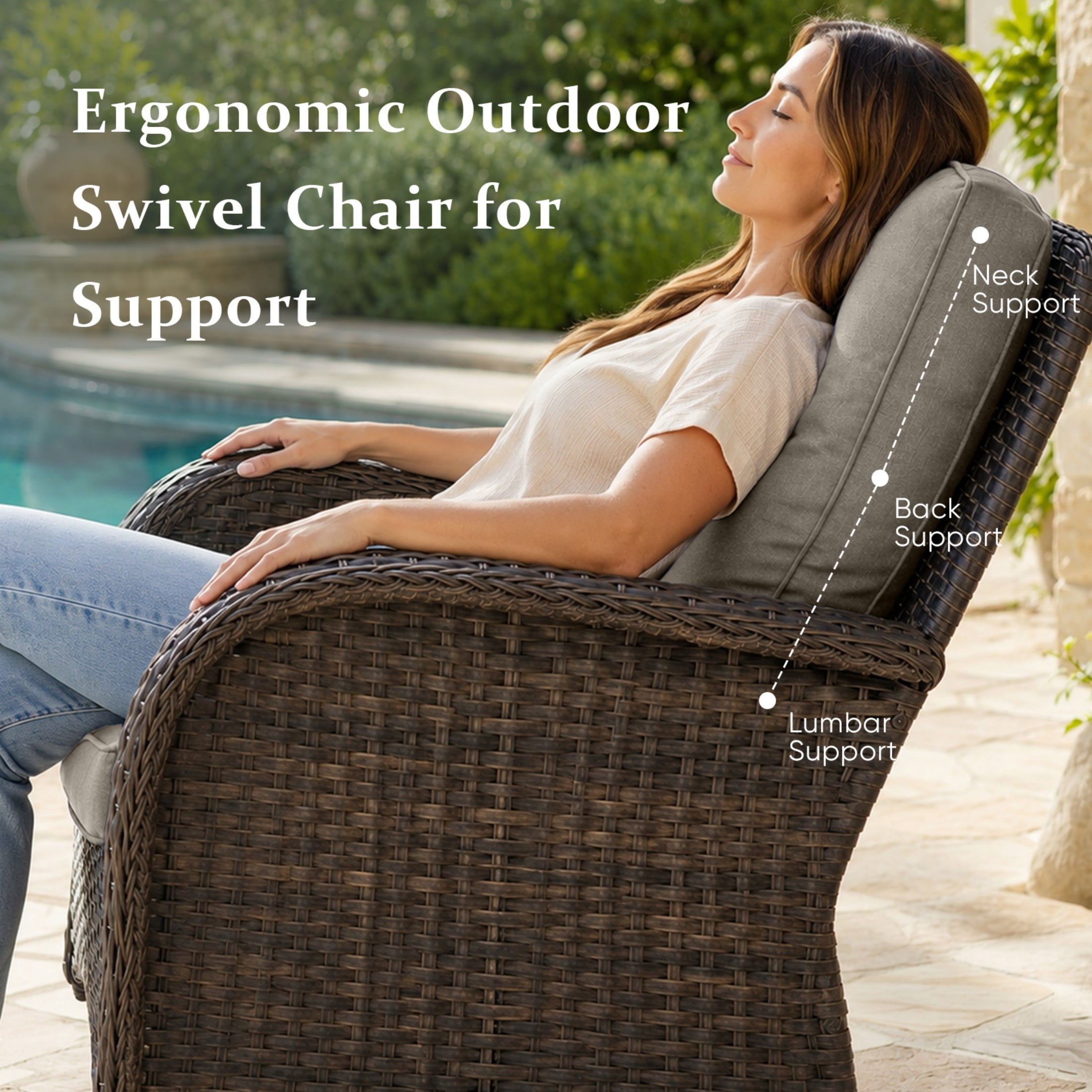 Unnifurnzi 6 Pieces Patio Bistro Set Outdoor Swivel Rocker Patio Chairs with Side Table Patio Furniture for Deck Porch Garden Balcony Poolside-Brown/Gray