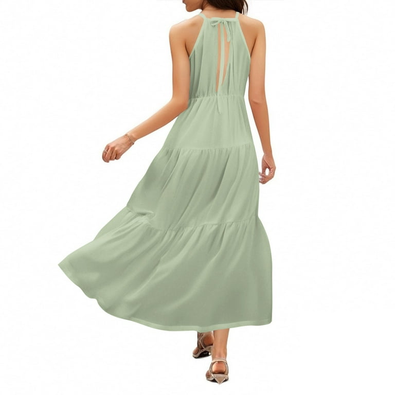 slim fit dress slacks Elegant Mint Green V-Neck Swing Flowy A-Line Maxi Dress with Bell Slee