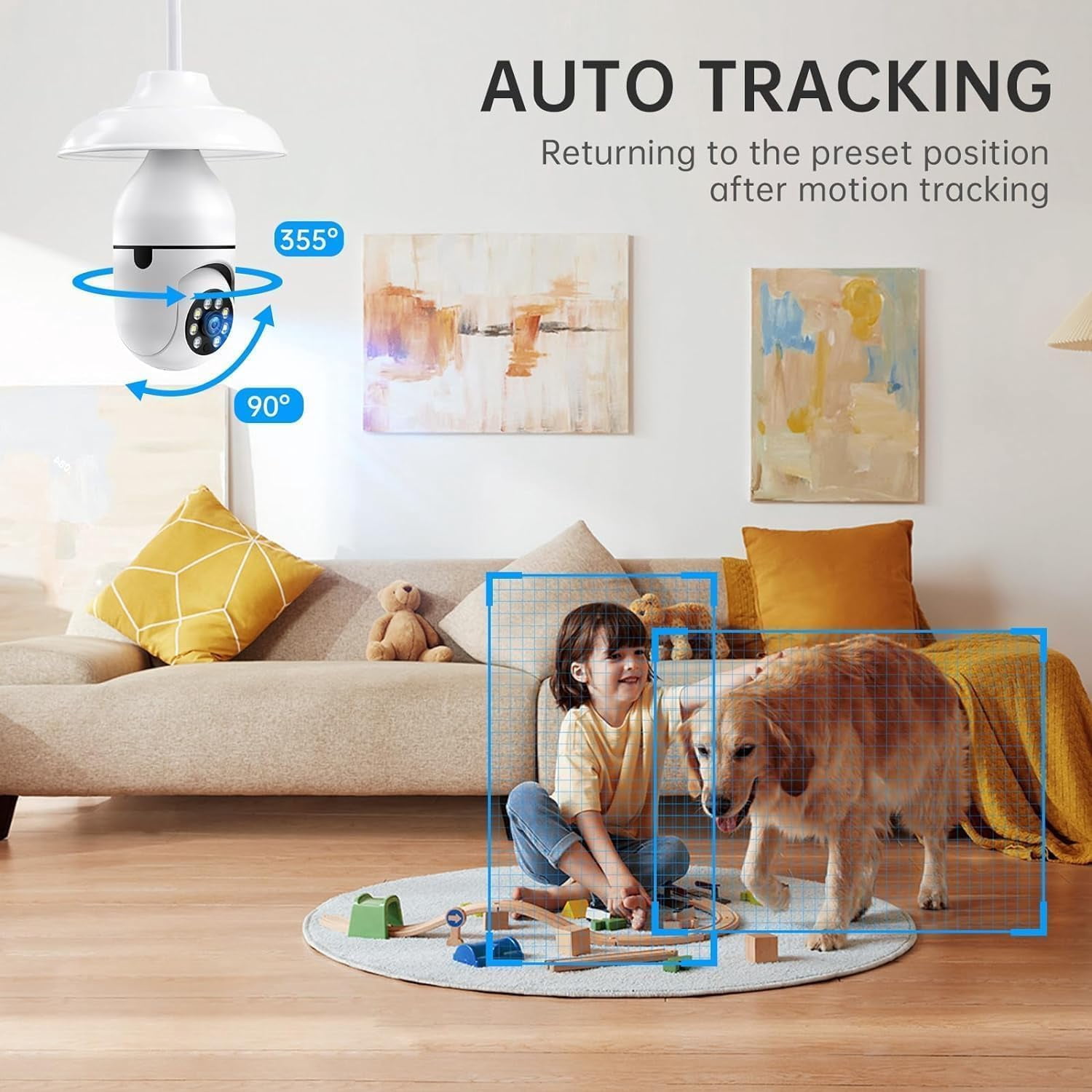 4 Pack 5G&2.4G Light Bulb Security Camera, E27 360° Wireless WiFi Camera, 1080P Home Surveillance with Night Vision, Motion Alert, Two-Way Audio