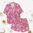 thumbnail image 4 of Ensemble de Pyjamas en Satin pour Filles Manches Courtes Imprimé Pyjamas Boutonnés Ensemble de Pyjamas Classiques Pyjamas pour Filles Garçons Filles Mode, 4 of 5