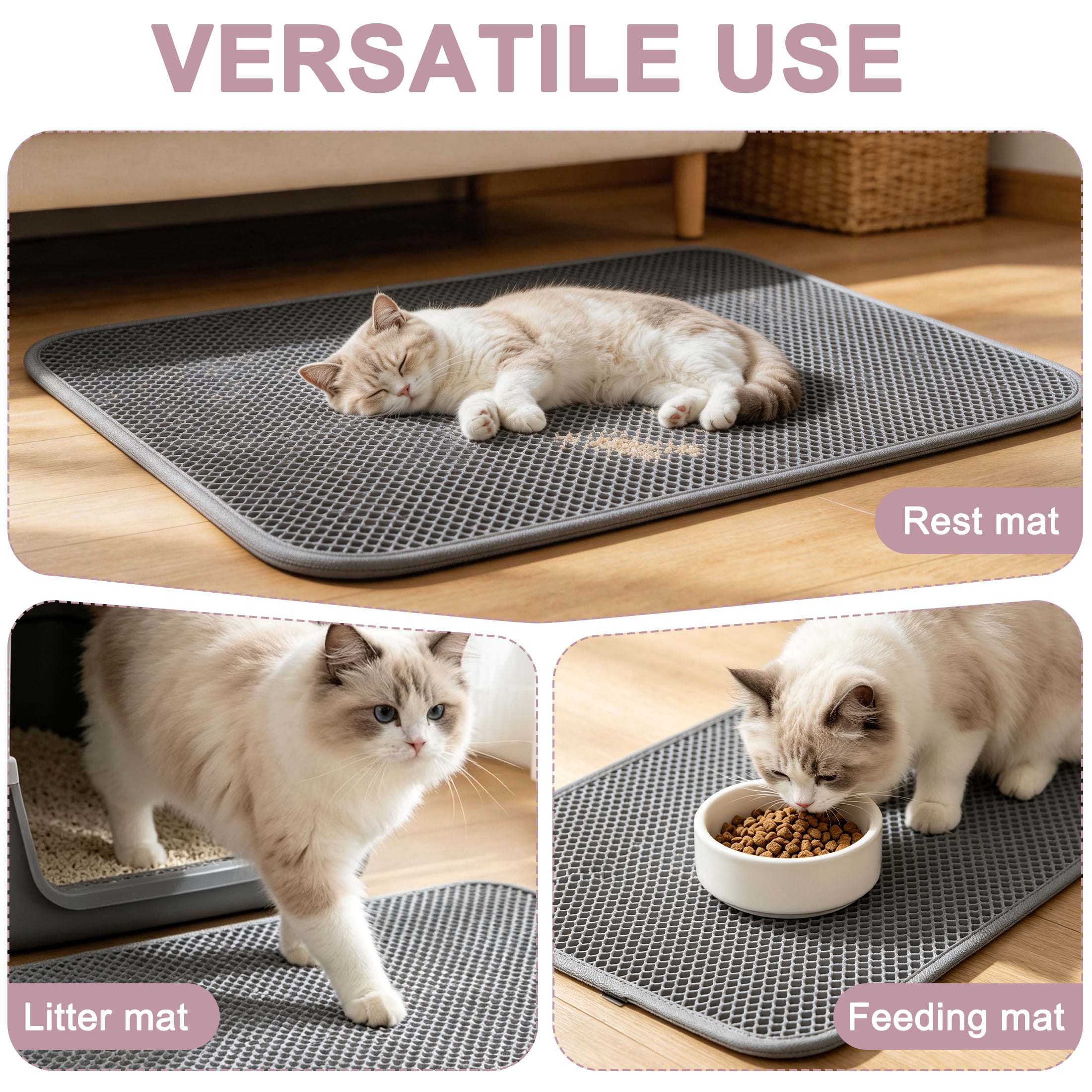 Cat Litter Mat, 24"x16" Double Cat Litter Trapping Mat, Waterproof Urine Proof Cat Litter Box Mat, Non Slip Easy to Clean