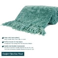 thumbnail image 4 of PAVILIA Teal Green Chenille Throw Blanket for Couch, Soft Turquoise Knit Blanket with Tassel Fringe, Woven Chenille Knitted Decorative Blanket for Sofa Bed Living Room, Decor Gift, 50x60, 4 of 7