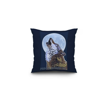 Prince Rupert, BC Canada - Wolf Howling - Lantern Press Poster (16x16 Spun Polyester Pillow, Custom Border) - Walmart.com