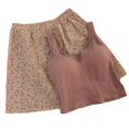 thumbnail image 4 of Pijama con almohadillas para el pecho para mujer, pantalones cortos con estampado floral, chaleco con rosca, base elástica para el hogar, 4 of 5