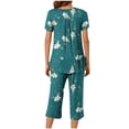 thumbnail image 4 of Blusas de Manga Corta para las Mujeres Casual Cuello Redondo, Pantalones de Moda Traje de Pijamas para Uso Diario Y Casero, 4 of 6