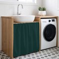 thumbnail image 3 of Pure Dark Green Cabinet Curtain 35"Wx35"L, Dustproof Under Sink Skirt with Self Adhesive Tape, Simple Solid Color Cabinet Curtain Cover for Kitchen Sink, Bathroom Vanity, Laundry Room, 3 of 9