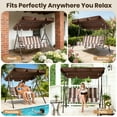 thumbnail image 4 of GVDV 3-Person Steel Patio Swing with Canopy and Removable Cushions for Backyard, Balcony, Porch, Stripe, 4 of 8