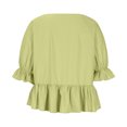 thumbnail image 5 of Kovlvoll Tops for Women Half Sleeve Crew Neck Pleated Ruffles Casual Shirts Summer Linen Comfy Solid Color Top, 5 of 7