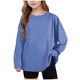 thumbnail image 2 of HAOTAGS Girls Boys Soft Long-Sleeve Tee, Casual Unisex Lightweight Pullover Tops Navy 8 Years, 2 of 10