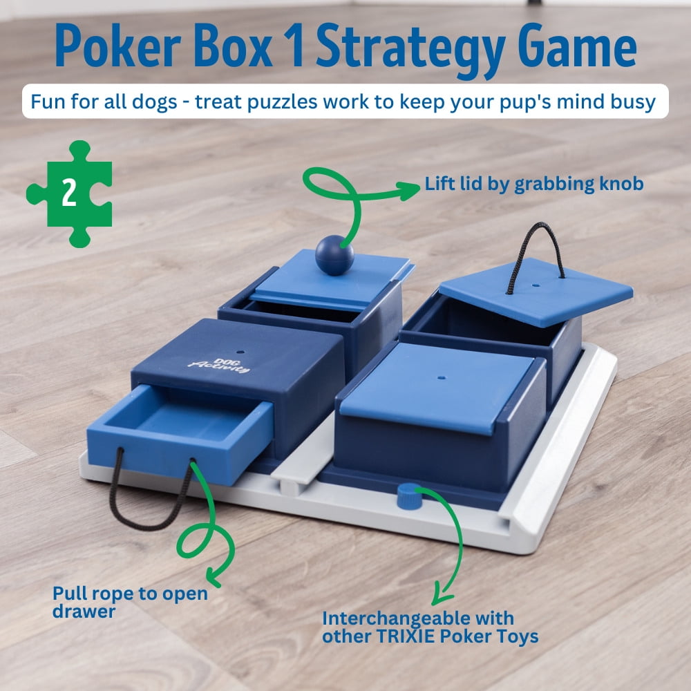 TRIXIE Dog Activity Poker Box 2 Strategy Game, Level 2 Dog Puzzle