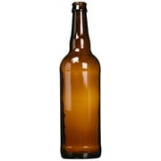FastRack Beer Bottles Amber Glass Longneck Bottles for Home Brewing 22 oz - Crown Cap Refillable Beer Bottles Food Grade  ECO Friendly Proudly Made in the USA, Brown, Pack of 12