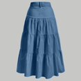thumbnail image 4 of RFQWOVSR Women High Waist A-Line Midi Skirt Solid Color Elegant Basic Pull On Elastic Waist Lightweight Summer Casual XXL, 4 of 5