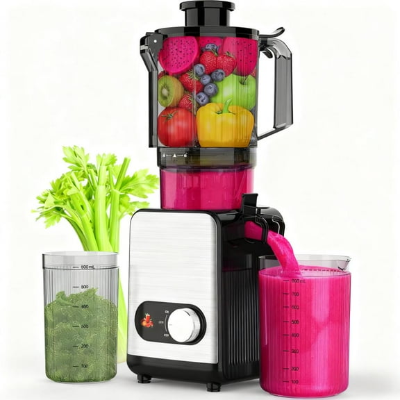 KNDKO Clod Press Juicer, 4.35" Wide Feed Chute Juicer Machine, Slow Masticating Juicer for Whole Vegetables & Fruits