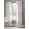 thumbnail image 3 of Pink Floral Sheer Curtains 96 Inch Length 2 Panels Set, Spring Watercolor Flowers Leaf Bows Beige Voile Window Treatment Semi Sheer Long Curtains Drapes for Bedroom/Living Room/Kitchen 52"x96"x2, 3 of 7