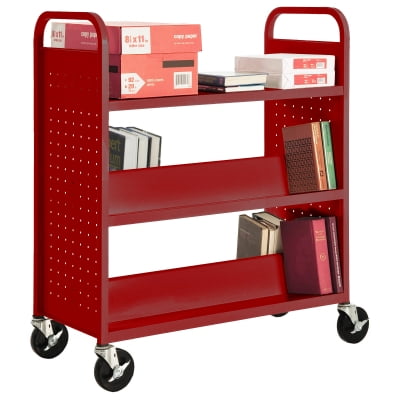5 Combination (top flat) - Shelf Booktruck in Fire Engine Red