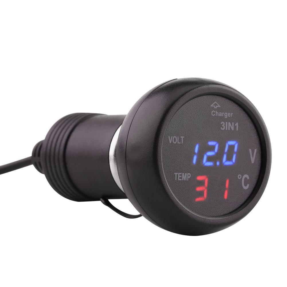 OTVIAP Car Truck 3in1 Dual LED Digital Display Voltmeter Thermometer