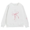 thumbnail image 4 of Telankuip Girls Christian Sweatshirts Kids Cute Pink Bow Loose Crewneck Sweatshirt for Teens Aesthetic Cross Graphic Printed Long Sleeve Sports Casual Pullover Tops for Daily Wear White 160, 4 of 4