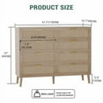 thumbnail image 1 of OUYAWEI 8-Drawer Rattan Dresser for Bedroom,Natural Dresser with Gold Metal Handles,Farmhouse Chest of Drawer with Spacious Storage Mid Century Wood Drawer Organizer for Hallway Entryway,Oak, 1 of 8