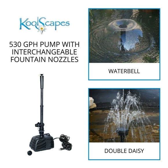 KoolScapes Kit de pompe de bassin 530 GPH, pompe à eau extérieure pour bassins et fontaines