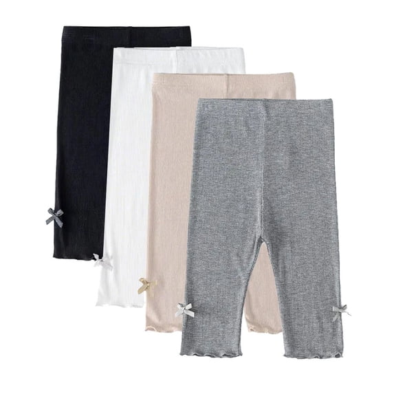 Girls Leggings Cropped Leggings 4 Pack of Legging Toddler Footless Girls Pants Stretchy Basic Leggings 2-10Y