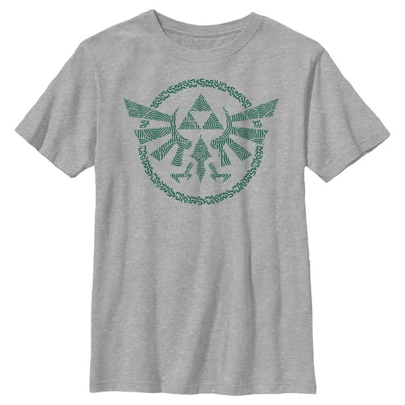 Boy's Nintendo The Legend of Zelda: Tears of the Kingdom Green Hyrule Crest Graphic Tee Athletic Heather Small