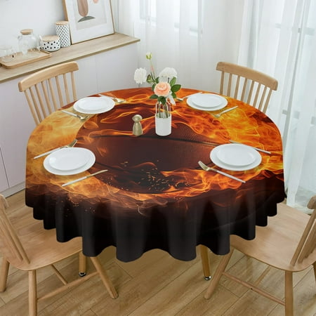 

Sports Style Basketball Round Tablecloth Waterproof Wedding Party Table Cover Xmas Dining Table Tablecloth