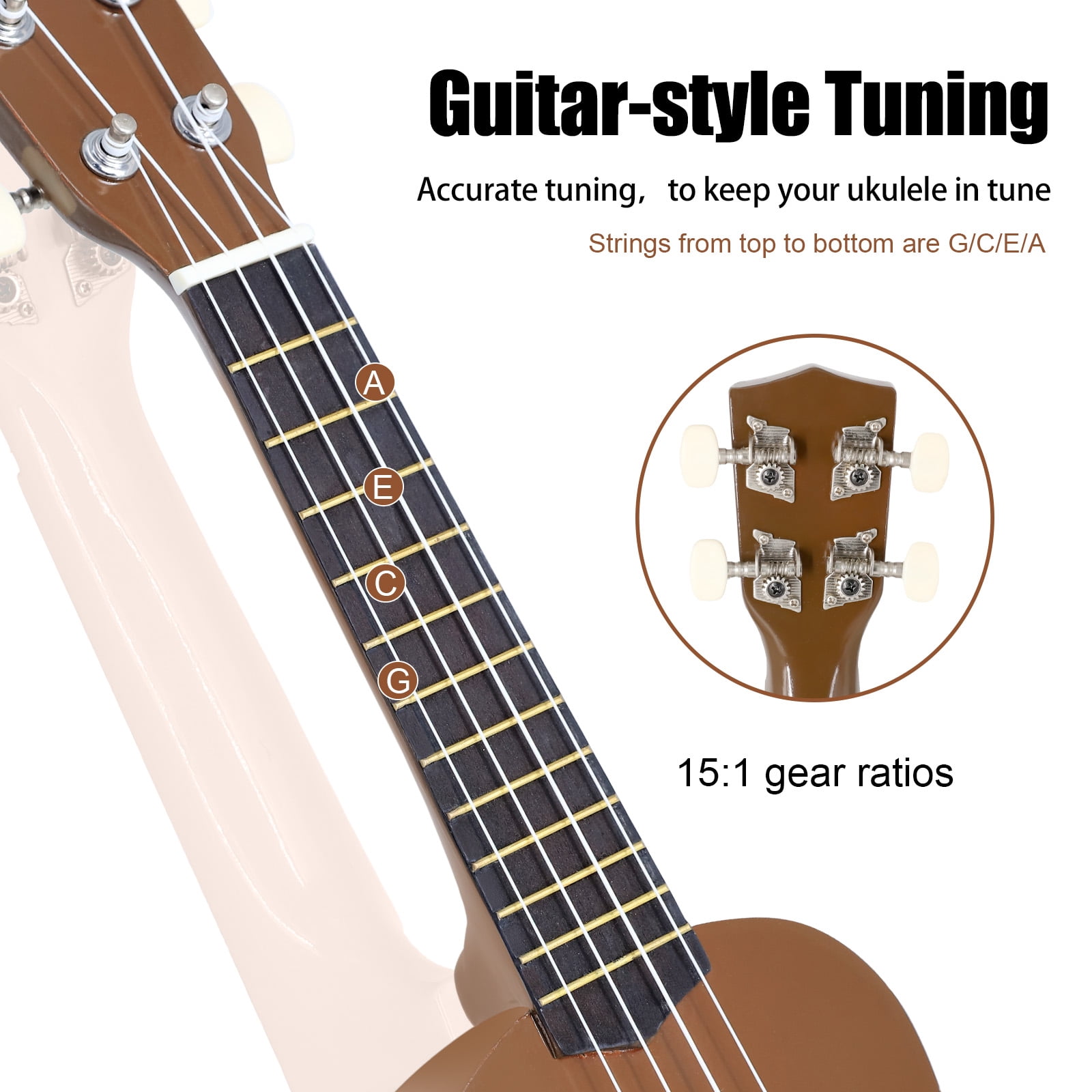 HUAWIND Ukulele, 21 inch Soprano Ukulele For Kid Beginners, Hawaii Ukelele Four String Wood Uke
