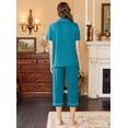 thumbnail image 3 of Conjunto de pijama Ekouaer Capri para mujer de manga corta con botones, color azul, 3 of 4