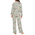 thumbnail image 3 of SCRAWLGOD Rose Women's Pajamas Long Sleeve Pants and Top Set of 2 Pjs for Women V-Neck Women Button Up Pj Set with Pockets Comfortable Nightwear Set Size 4XL, 3 of 7