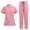 Pink, variant on Women Scrub Sets 2 Pieces Solid Hand Wash Short Sleeve Top and Long Pants Nurse's Outfit Set with Pocket