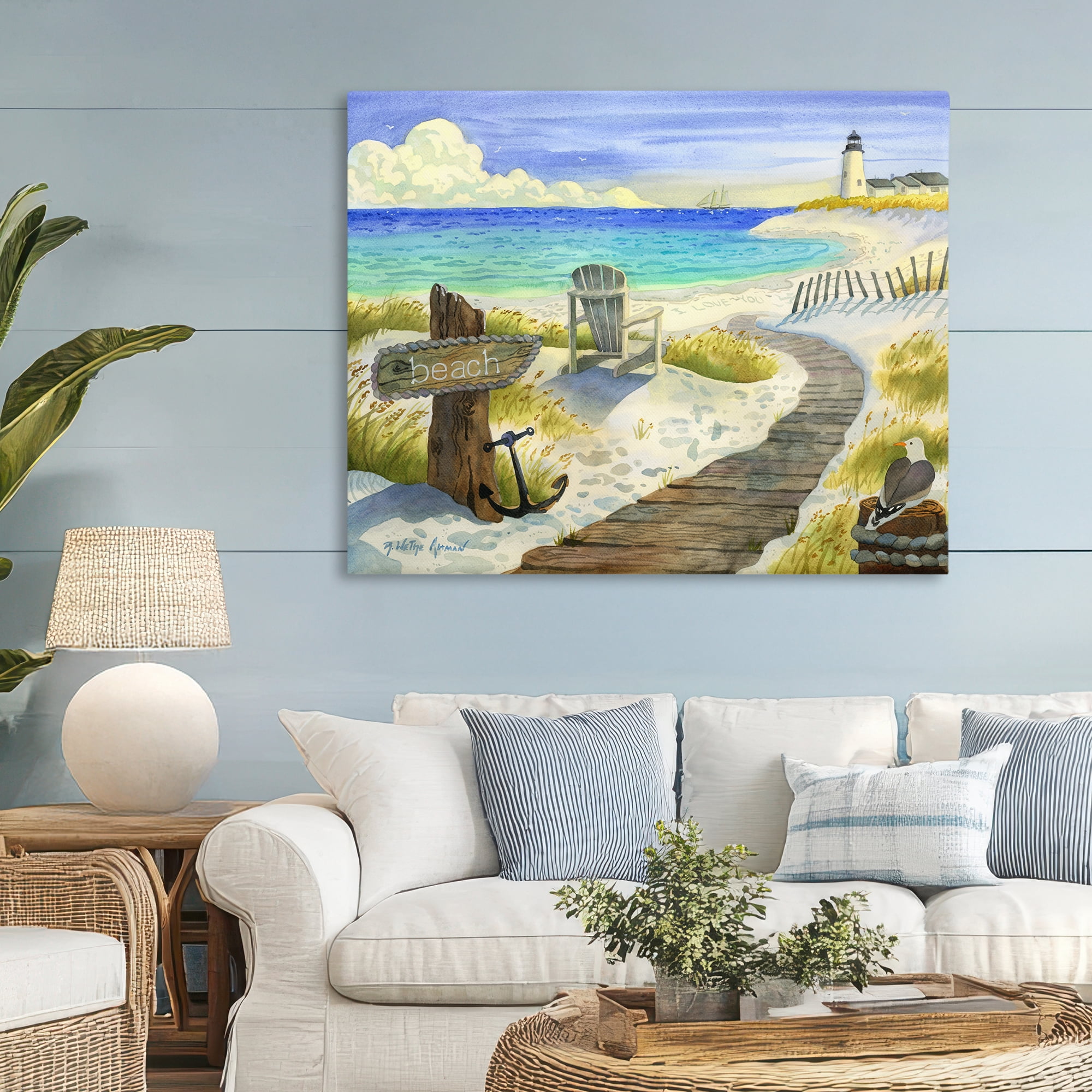 Stupell Industries Boardwalk To The Lighthouse Canvas Wall Art, design by Robin Altman