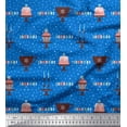 thumbnail image 1 of Soimoi Polyester Crepe Fabric Celebration Flag,Candlestick & Cake Party Fabric Prints by Yard 42 Inch Wide, 1 of 3