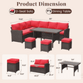 thumbnail image 3 of AECOJOY 7 Piece Patio Conversation Set, Outdoor Sectional Sofa Rattan Wicker Dining Furniture, Red, 3 of 10