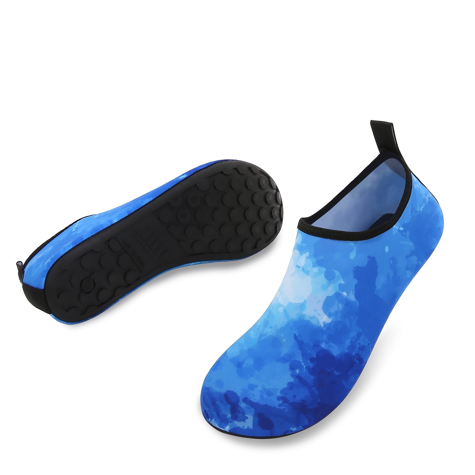 Men and Women a Slip On Barefoot Quick-Dry Beach Aqua Yoga Water Shoes (Watercolor/Blue, 5.5-6.5 Women/5-5.5 Men)