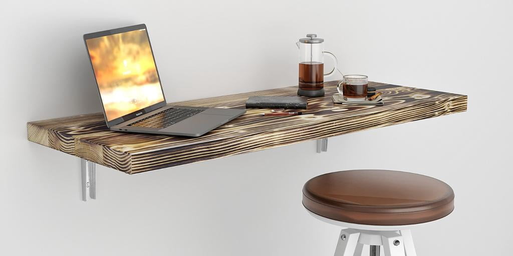 MCC Wall Mounted Floating Desk Folding Table for Small Spaces Kitchen Counter, Laundry Shelf, Computer Workbench for Wall, Fold Down Desk and Free Spirit Level Gift