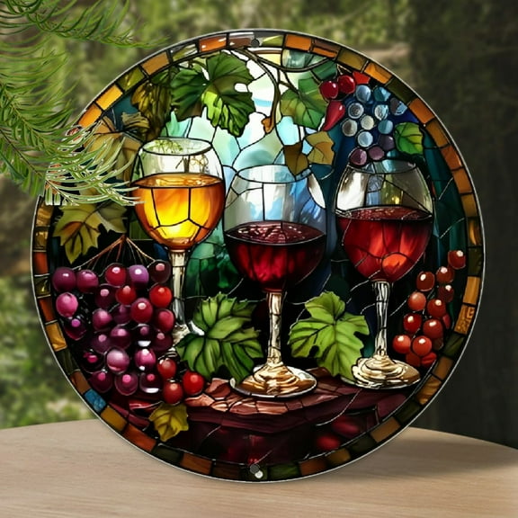 Chic Wine-Themed 8x8" Round Aluminum Sign - Perfect for Home, Cafe, or Restaurant Decor | Durable & Easy to Clean | Ideal Father's Day Gift