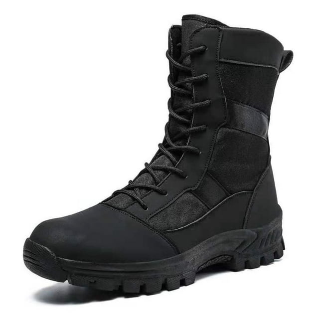 Botas militares para hombre, antideslizantes, de cuero, para uso exterior, estilo militar