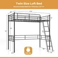 thumbnail image 3 of Costway Twin Size Metal Loft Bed Single Loft Bunk Bed with Full-Length Guardrail, 3 of 10