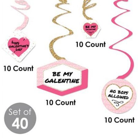 Big Dot of Happiness Be My Galentine - Galentine's and Valentine's Day Party Hanging Decor - Party Decoration Swirls - Set of 40