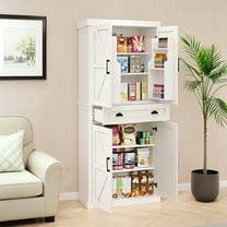 SQIREP 71"H Tall Storage Cabinet with 2 Adjustable Shelves and Drawer, Large Wood Kitchen Pantry Storage Cabinet with Door Shelves, Farmhouse Floor Cabinet for Living Room, Entryway