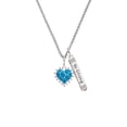 thumbnail image 2 of Delight Jewelry Silvertone Hot Blue Giraffe Print Heart Silvertone Be Strong and Courageous Bar Charm Necklace, 23", 2 of 4
