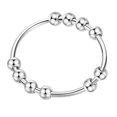 thumbnail image 1 of Asgift Anillo de ansiedad de plata de ley 925 para hombres y mujeres, anillo antiestrés con cuentas, anillos giratorios apilables para aliviar el estrés (tamaño 11), 1 of 1
