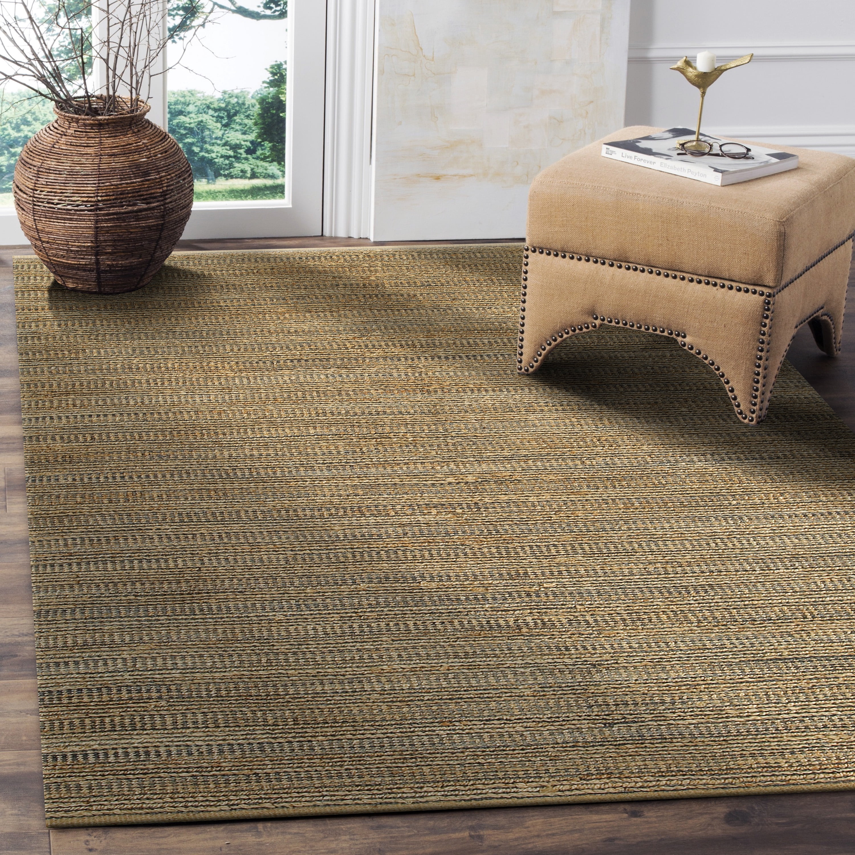 LR Home Natalie Belle Tan/Gray Braided Farmhouse Jute Blend Area Rug, 7'9" x 9'9"