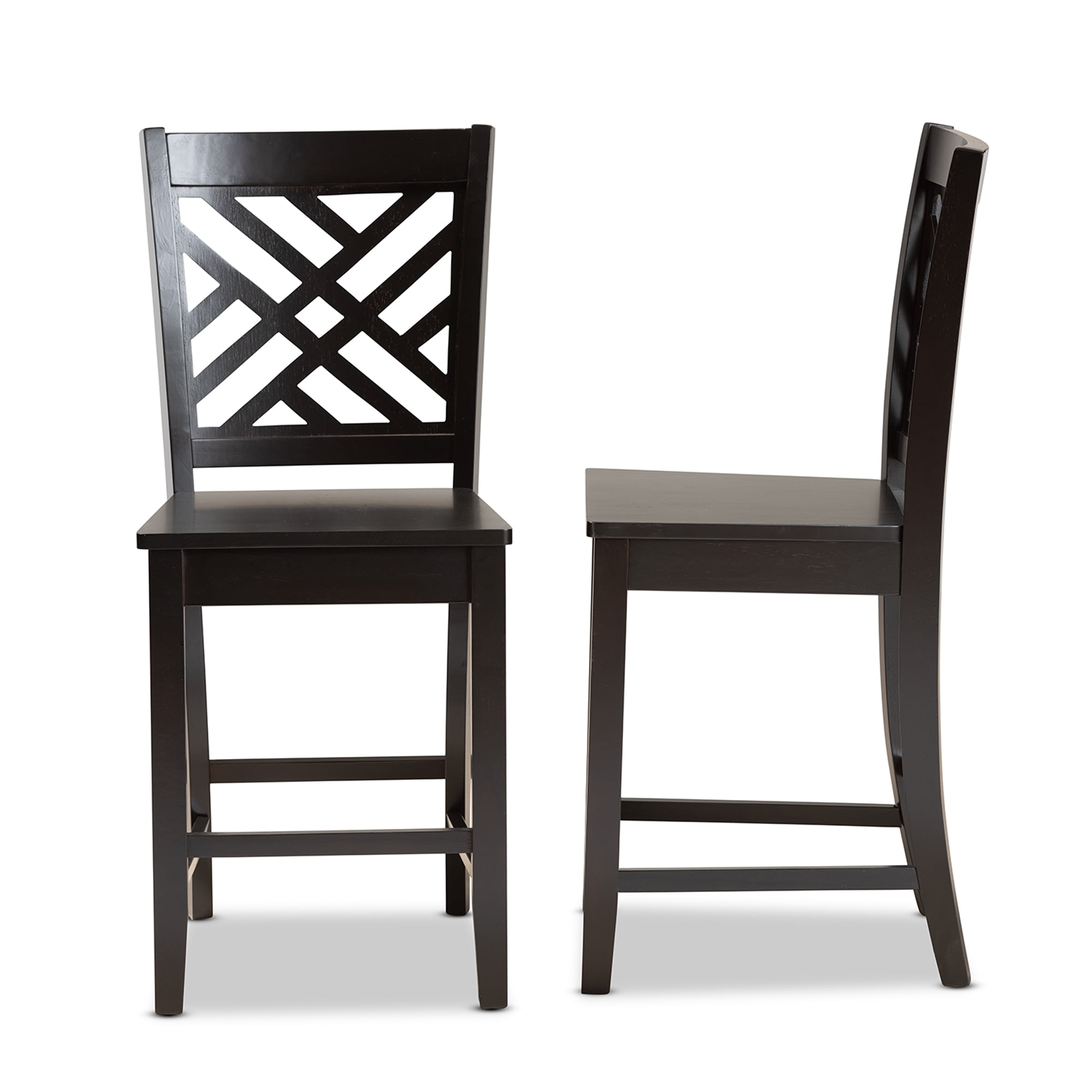 Baxton Studio Caron Modern and Contemporary Transitional Dark Brown Finished Wood 2-Piece Counter Stool Set