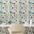 thumbnail image 2 of Ambesonne Spring Floral Peel & Stick Wallpaper for Home, Romantic Garden Bloom, 13"x100", Seafoam Peach White, 2 of 5