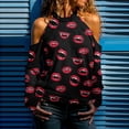thumbnail image 2 of Blusa informal de manga larga con cuello redondo para mujer, blusa holgada con hombros descubiertos, camisa gráfica con estampado de Halloween Pompotops FGAJ4106, 2 of 6