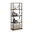 thumbnail image 4 of Furinno Rata 6-Tier Industrial Multipurpose Flat Base Shelf Display Rack with Metal Frame, Wide, Columbia Walnut, 4 of 5