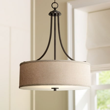 Franklin Iron Works Oil Rubbed Bronze Drum Pendant Chandelier 19 1/2