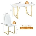 Sudica White Dining Table Set with Gold Legs, 55" Kitchen Table and