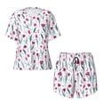 thumbnail image 5 of Wukai Tulips Flowers Women's Pajama Set,Short-Sleeve Top and Shorts with Elastic Waistband and Pockets for Loungewear, Yoga, and Casual Wear-, 5 of 8